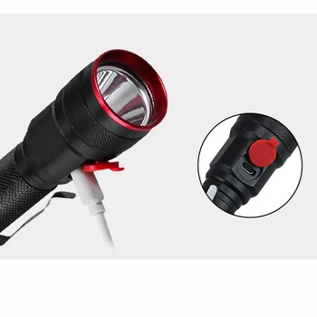ZHIYU Pen Įrašus T6 LED Žibintuvėlis Nešiojamų Šviesos Taktinis USB Įkrovimo Lempos Vandeniui Zoom Kempingas, Žygiai Žibintuvėlis, 4 Režimai