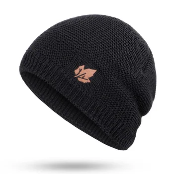 Žiemos vyriškos megztos kepurės šalikas lauko šiltas aksomo unisex naujas mados tendencija prekės kepurės klevo lapų odos standartinės vyras