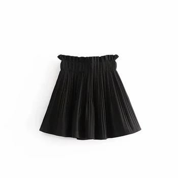 Seksualus aukšto juosmens mini sijonai moterų Vintage cotton black pledas klostuotas sijonas Streetwear jupe femme korėjos vasaros sijonas 2019