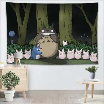 Totoro Anime Gobelenas Sienos Kabo Dekoro Namų Gimtadienio Apdailos Medžiaga Gobelenai Kempingas Palapinė Kelionės Miega Padas