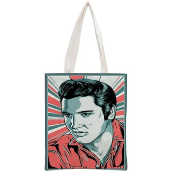 Custom Elvis Presley Nešti Maišą Daugkartinio Naudojimo Kelioninį Krepšį Moterų Pečių Dėklas, Sulankstomas Drobės Pirkinių Maišeliai Moterų Drobės Pečių Maišą
