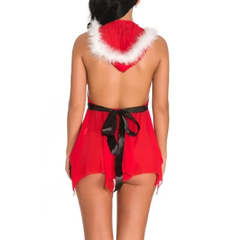 Kalėdų Sexy Raudona Moterims, apatinis Trikotažas Sleepwear Apatiniai Bowknot apatinis Trikotažas Femme Noel Kalėdų Seksualus Apatiniai HX1028