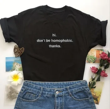Kuakuayu HJN Hi Don ' t be Homofobijos Ačiū Grafinis Tee Vasaros Mados Medvilnės, Gėjų, Lesbiečių Paradus Casaul Juokinga t-shirt