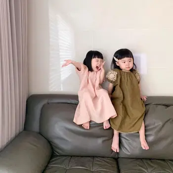 Išankstinio pardavimo 2020 APO Nauja Vasaros Mergaičių Siuvinėjimo Gėlės Princesė Dress Baby Vaikų Mados Trumpas Rankovės Outwear Drabužiai