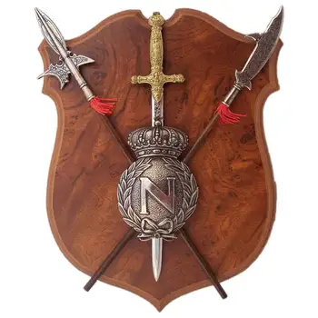DENIX, replika herbas Sienos, Arsenale su skydas, kardas ir 2 alabardas, 29cm, metalo ir medienos, apdailos