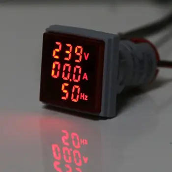 Skaitmeninis 3in1 AC Ammeter Voltmeter Hz Srovės Dažnis Kvadratinių Metrų Signalo Lemputė 22mm Skaitmeninis Įtampos Amp Hz Led Lemputė, Indikatorius