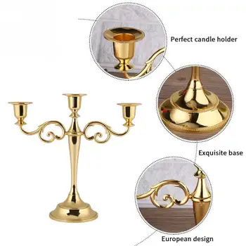 Auksas/ Sidabras 3 Ginklų Metalo Žvakė Europos Stiliaus Kandeliabrai Vestuvių Žvakidė Namų Dekoro 3 Ginklų Šviestuvai