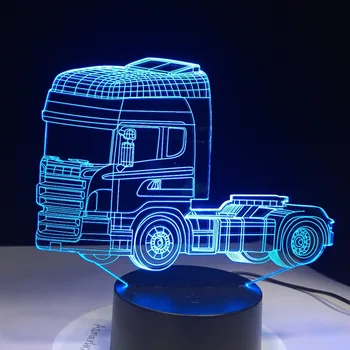 Super Sunkus Container Truck 3D Naktį Šviesa 7 Besikeičiančių Spalvų Iliuzija Naktį Lempos Touch Remote Switch USB Kabelis GX1840 Lašas Laivas