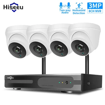 Hiseeu 1536P 1080P HD Dviejų krypčių Garso CCTV Saugumo kamerų Sistema, Rinkinys, 3MP 8CH NVR Rinkinys Patalpų Namuose, Belaidžio Wi-fi, Vaizdo Stebėjimo