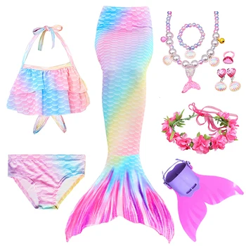 2020 Naujų Vaikų Mergaičių Undinėlės Uodegos Peleko Maudymosi Kostiumėlį Bikini Maudymosi Kostiumas Suknelė Mergaitėms Su Flipper Monofin Plaukimo