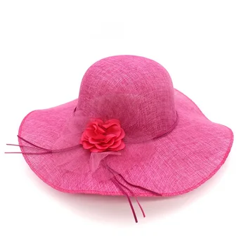 2019 Vasaros Mados Moterų Floppy Lino Saulės Skrybėlę Su Gėlių Platus, Didelis Kraštų Kepurės Paplūdimio Kelionės Sulankstomas Kietas Skrybėlės UV Apsauga