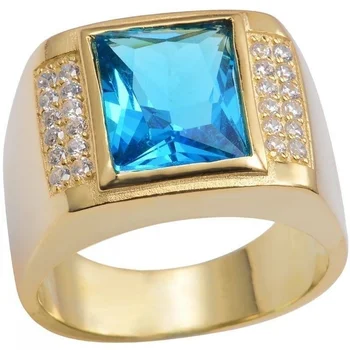 Vintage Gold Prabanga Mėlyna Žalia Krištolo Akmens AAA Kubinis Cirkonis Žiedai Vyrams Ir Moterims Metalo Padengti Cirkonis Vario Žiedas