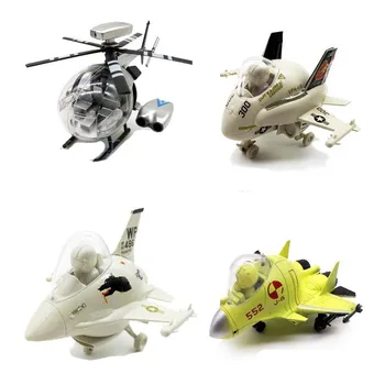 1pcs Q Versija 4D Plastiko Surinkti Lėktuvo Kovotojas 9cm Mielas Mažas Sraigtasparnio Žaislas Vaikams