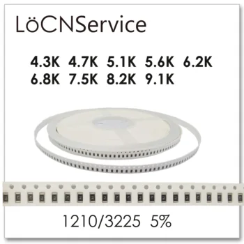 LoCNService 1210 J 5% 5000pcs 4.3 K 4.7 K 5.1 K 5.6 K 6.2 K 6.8 K 7.5 K 8.2 K 9.1 K Aukštos kokybės smd 3225 OMŲ rezistorius