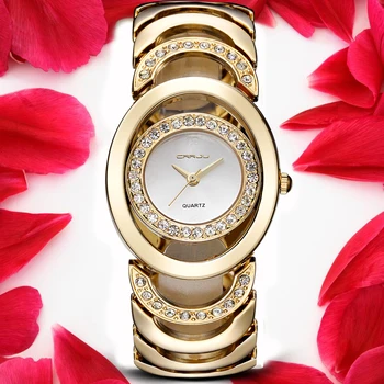 CRRJU Nauja Mados Ponios Prabangūs Aukso Kvarciniai Laikrodžiai Moterims, Garsaus Prekės ženklo kalnų krištolas Laikrodžiai Relojes Mujer Montre Femme