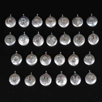 Gėlavandenių perlų balta CZ pradinio 26 abėcėlės raidė, pavardė aukso pakabukas žavesio grandinės choker karoliai unikali moteris, mergina dovana