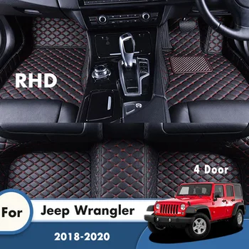RHD Automobilio Grindų Kilimėliai Jeep Wrangler JL 4 Durų 2020 M. 2018 m. 2019 Dirbtinės Odos Kilimai Custom Stiliaus Automobilio Interjero Priedai