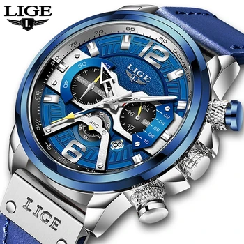 2020 LIGE Sporto Laikrodžiai Mens Top Brand Prabanga Karinės Odos Vyrai Žiūrėti Laikrodžių Mados Chronograph Laikrodis Reloj Hombre