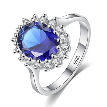 YANHUI Madinga Brangakmenių, Sidabro Žiedas Mėlynas Safyras Žiedas Sidabro 925 Papuošalai Akvamarinas Žiedai Moterų Sužadėtuvių Žiedai R345