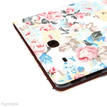 Gėlių 3D Spausdinimo Odinis dėklas, Skirtas Samsung Galaxy Tab E 9.6 T560 T561 SM-T560 Tablečių Stendas Sulankstomas Apsaugos Spalvinga Dangtis