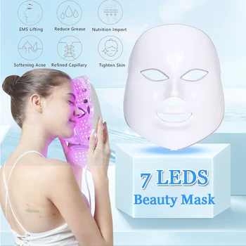 7 Spalvų LED Veido Kaukė Fotonų Terapija Veido Massager Moterų Odos Priežiūros Priemones, Raukšlių Šalinimas Anti-Senėjimo Valymo Grožio Mašina