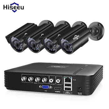 Hiseeu VAIZDO kamerų Sistema 4CH 720P/1080P HAINAUT saugumo kamerų DVR Rinkinys, CCTV vandeniui namo Lauko Vaizdo Stebėjimo Sistemos HDD
