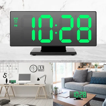 Skaitmeninis Laikrodis LED Veidrodis Namų Puošybai Laikrodžiai Atidėti Nakties Ekrano Darbalaukio Daugiafunkcį Despertad Elektroninių Žiūrėti