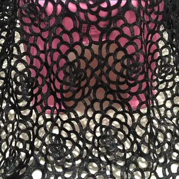 2Yards Nigerijos Nėrinių Audiniai Vestuvių Suknelė Juodosios Afrikos Laido Nėrinių Audinio, Siuvinėta prancūzijos Guipure Nėrinių Siuvimo Medžiagos