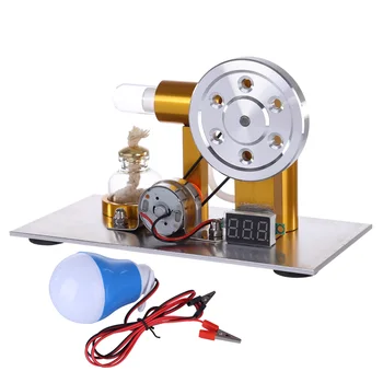 Custom L-Formos Stirlingo Variklio Modelis Mokslų Eksperimentas Švietimo Žaislas su Įtampos Skaitmeninis Ekranas Metrų ir Lemputės - Auksinė