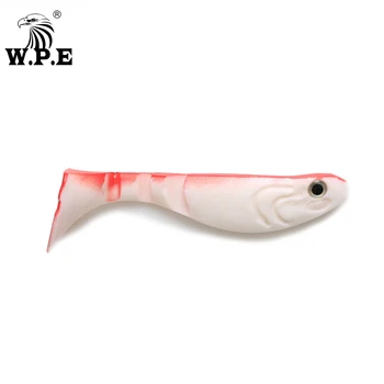 W. P. E Nauja Minkštas Žvejybos Masalas 4PCS/PAK 12cm 3D-akis T-Tail Worm nepastovi žmogus Modeliavimas Jig Galva silikoninis masalas Dirbtinės gumos