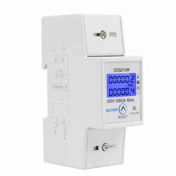 DIN Bėgelio 5-80A AC 230V 50Hz, vienfazis Wattmeter Energijos Suvartojimas Vatų Elektros Energijos Skaitiklis kWh su Reset Funkcija